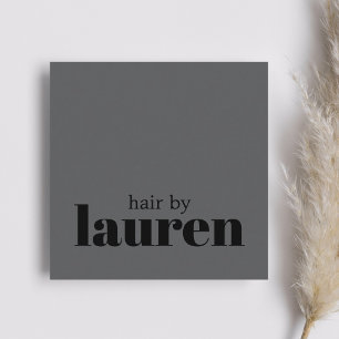Minimalistischer, grau-schwarzer Haarsalon Quadratische Visitenkarte