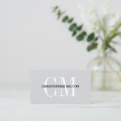 Minimalistischer grauer, fetter Monogramm-QR-Code- Visitenkarte (Stehend Vorderseite)