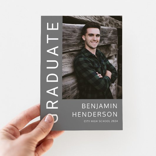 Minimalistischer Grauer Foto Abschluss Ankündigung