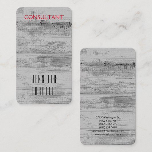 Minimalistischer grauer Holzhintergrund Elegant Sc Visitenkarte (Vorne/Hinten)