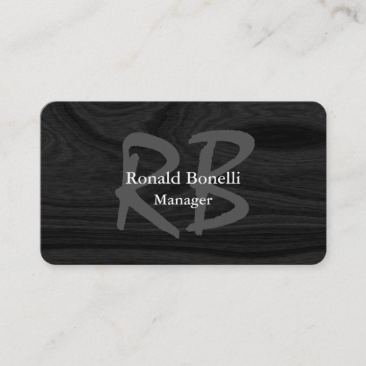 Minimalistischer Grauer Holzmonogramm-Manager Visitenkarte (Vorderseite)