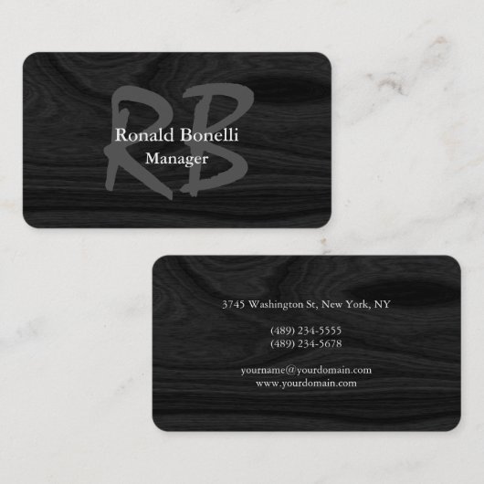 Minimalistischer Grauer Holzmonogramm-Manager Visitenkarte (Vorne/Hinten)