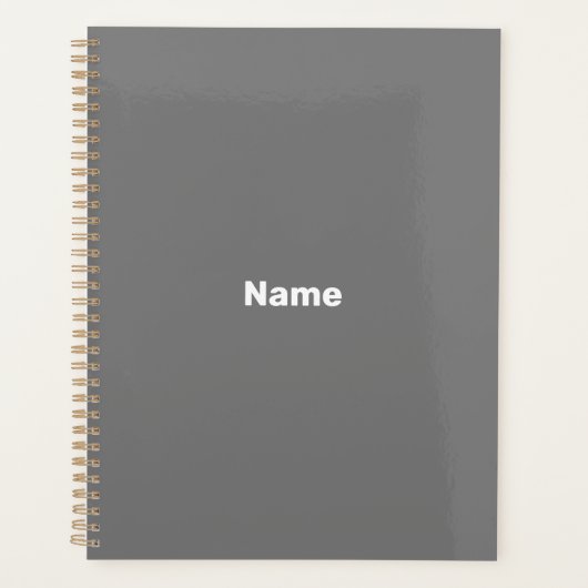 Minimalistischer grauer individuelle Name Text Mon Planer (Vorderseite)