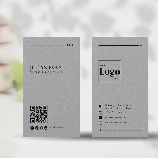 Minimalistischer grauer LinkedIn-QR-Code Visitenkarte