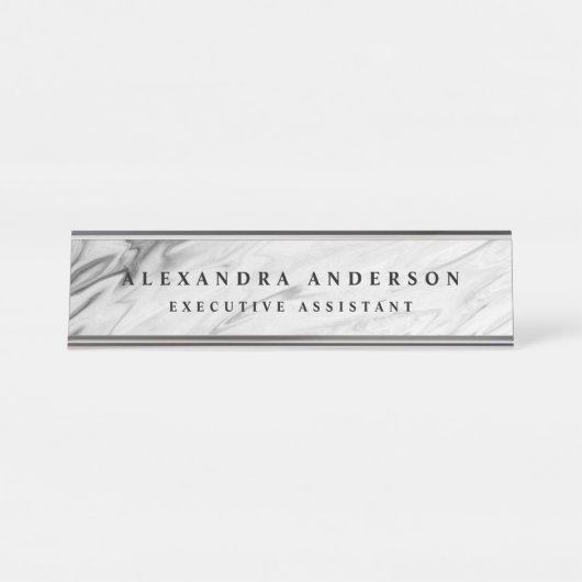 Minimalistischer grauer Marmor Beruflich Schreibtischnamensplakette (Vorderseite )