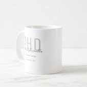 Minimalistischer grauer PhD-Abschluss Kaffeetasse (Vorderseite Links)