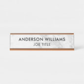 Minimalistischer grauer weißer Marmor Schreibtischnamensplakette (Vorderseite )