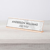 Minimalistischer grauer weißer Marmor Schreibtischnamensplakette (Vorderseite )