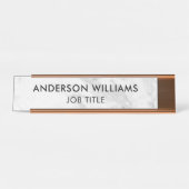 Minimalistischer grauer weißer Marmor Schreibtischnamensplakette (Vorderseite )