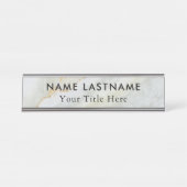 Minimalistischer grauer weißer Marmor Schreibtischnamensplakette (Vorderseite )