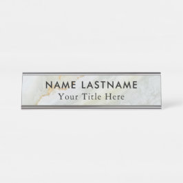 Minimalistischer grauer weißer Marmor Schreibtischnamensplakette