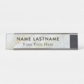 Minimalistischer grauer weißer Marmor Schreibtischnamensplakette (Vorderseite )