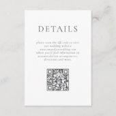 Minimalistischer Grautext QR Code Hochzeitdetails Begleitkarte (Vorderseite)