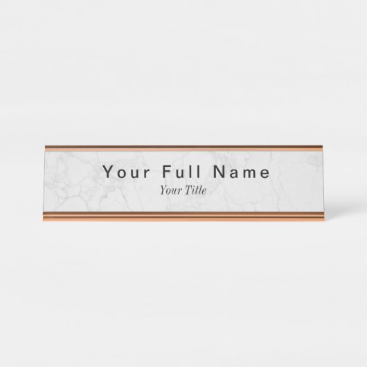 Minimalistischer Grauweißstein Schreibtischnamensplakette (Vorderseite )