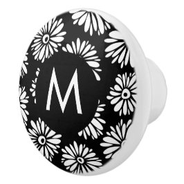 Minimalistischer Groovy-Schwarz-Weiß-Monogramm-Dai Keramikknauf