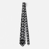 Minimalistischer Groovy Schwarz-Weiß-Monogramm mit Krawatte (Vorderseite)