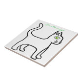 Minimalistischer Grünauge Katzenschnupfen Fliese (Seite)