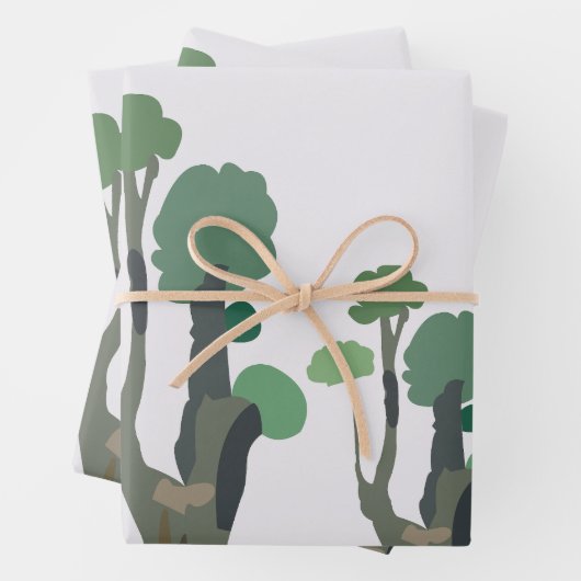 Minimalistischer Grünbaum Geschenkpapier Set (Beispiel)
