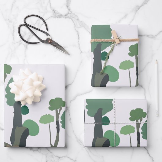 Minimalistischer Grünbaum Geschenkpapier Set (Vorderseite)