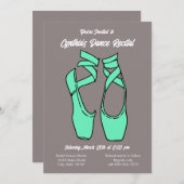 Minimalistischer grüner Balletttanz - Einladung (Vorne/Hinten)