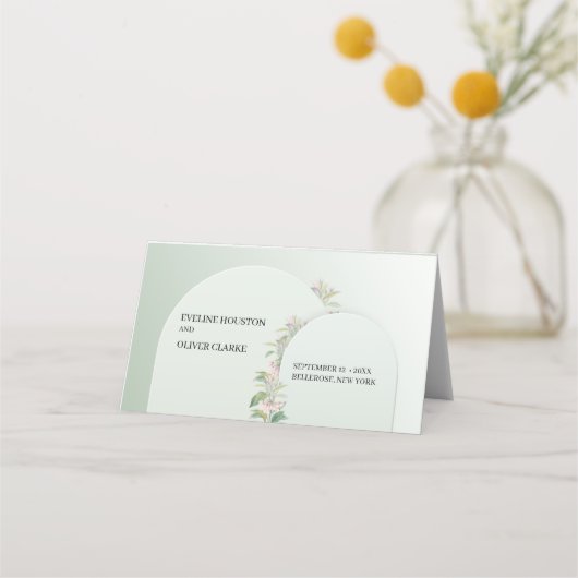 Minimalistischer, grüner Bohmarsch Platzkarte (Rückseite)