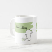 Minimalistischer Grüner Brush Individuelle Name Kaffeetasse (Vorderseite Links)