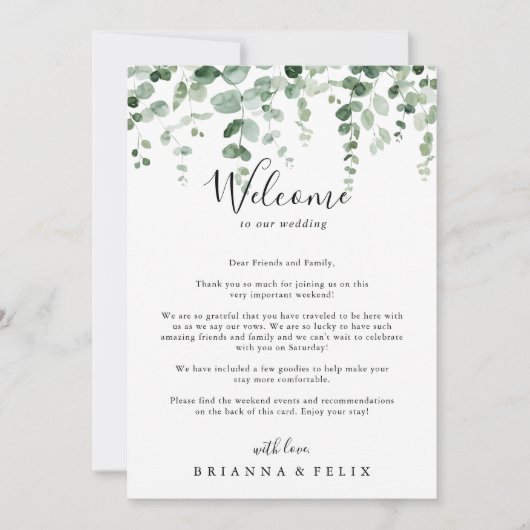 Minimalistischer Grüner Eukalyptus-Hochzeitbrief (Vorderseite)