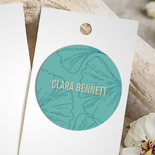 Minimalistischer grüner florale elegante Botanik Runder Aufkleber