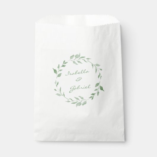 Minimalistischer grüner Kranz Personalisiert Geschenktütchen (Vorderseite)
