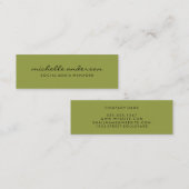 Minimalistischer grüner Krümmungstext Mini Visitenkarte (Vorne/Hinten)