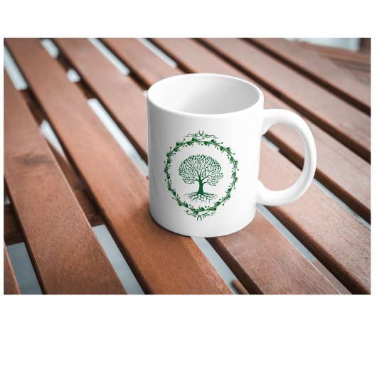 Minimalistischer Grüner Lebensbaum-Becher Kaffeetasse