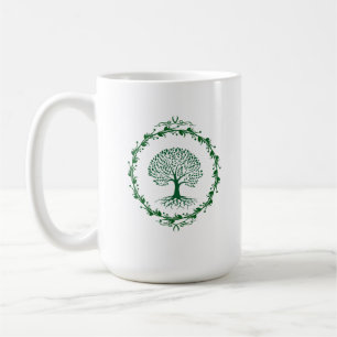 Minimalistischer Grüner Lebensbaum-Becher Kaffeetasse