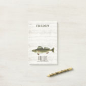 Minimalistischer grüner moderner Walleye Custom Post-it Klebezettel (Auf Schreibtisch)