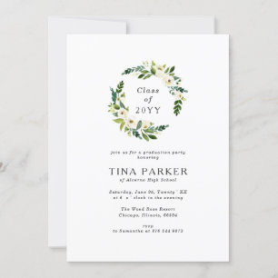 Minimalistischer Grüner Rosen Foto Abschluss Einladung