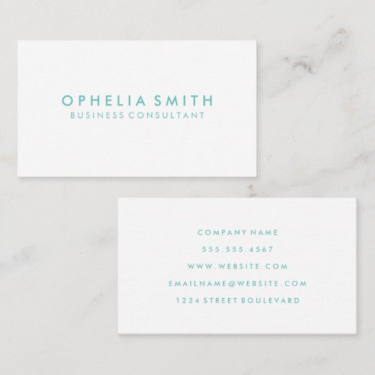 Minimalistischer grüner Text Visitenkarte (Vorne/Hinten)