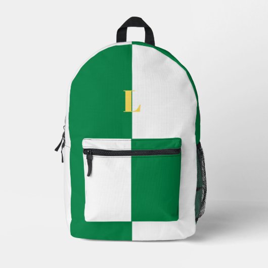 Minimalistischer grüner und weißer Rucksack mit in (Vorderseite)