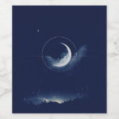 Minimalistischer Halbmond mit Wolken Weinetikett (Einzelnes Label)