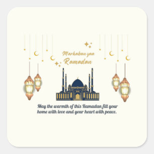 Minimalistischer Halbmond Ramadan-Segen Quadratischer Aufkleber
