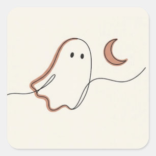 Minimalistischer Halloween-Geist und zunehmender M Quadratischer Aufkleber