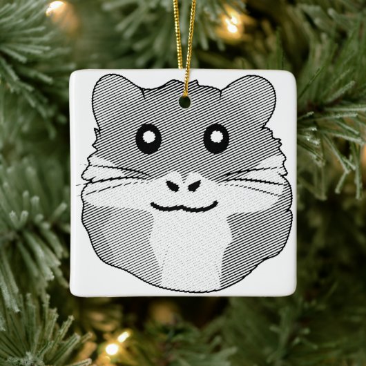 Minimalistischer Hamster Keramikornament (Baum)