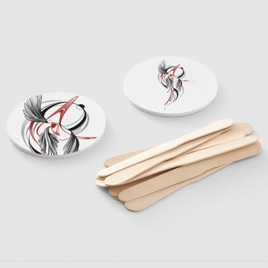 Minimalistischer Handfächer für Schwarz und Rot (Non-assembled)