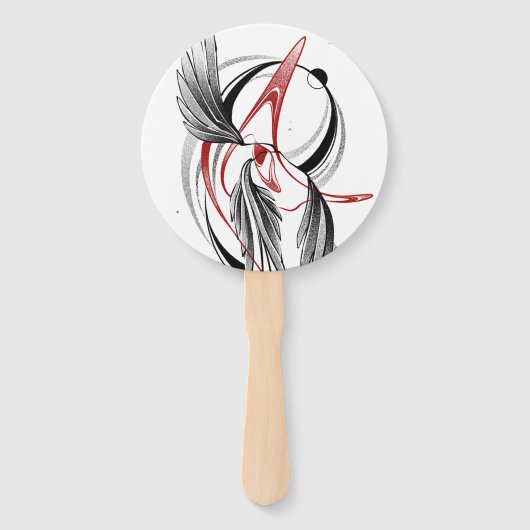 Minimalistischer Handfächer für Schwarz und Rot (Vorderseite)
