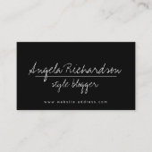 Minimalistischer handgeschriebener Blogger Black Visitenkarte (Vorderseite)