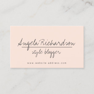 Minimalistischer handgeschriebener Blogger-Peach Visitenkarte