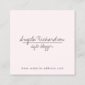 Minimalistischer handgeschriebener Blogger Pink Quadratische Visitenkarte (Vorderseite)