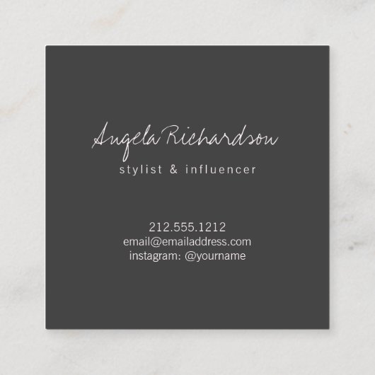 Minimalistischer handgeschriebener Blogger Pink Quadratische Visitenkarte (Rückseite)