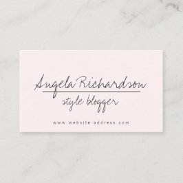 Minimalistischer handgeschriebener Blogger Pink Visitenkarte