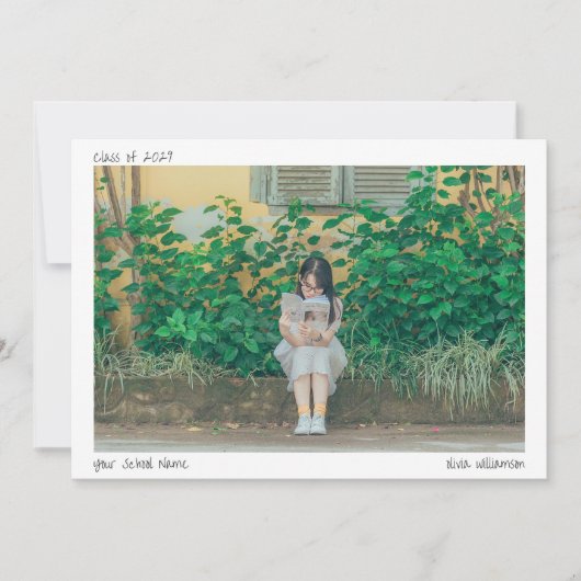 Minimalistischer handgeschriebener Graduate Foto A Ankündigung (Vorderseite)