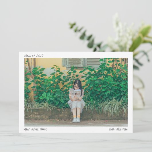 Minimalistischer handgeschriebener Graduate Foto A Ankündigung (Stehend Vorderseite)