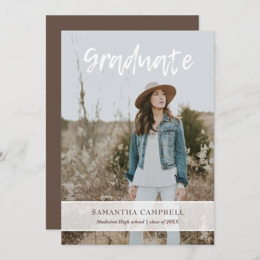 Minimalistischer handgeschriebener Script-Foto-Abs Ankündigung (Vorne/Hinten)